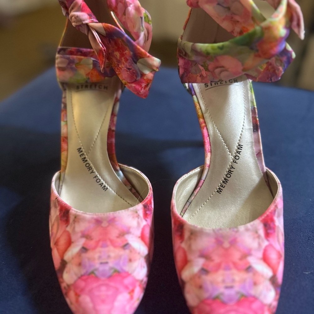 Pink Floral Heels with Delicate Design